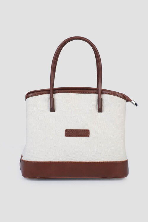 Tan Linen Womens Hand and Shoulder Bag IM582