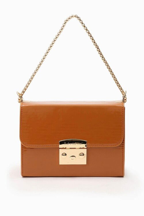 Tan Patent Leather Womens Shoulder Bag 930106