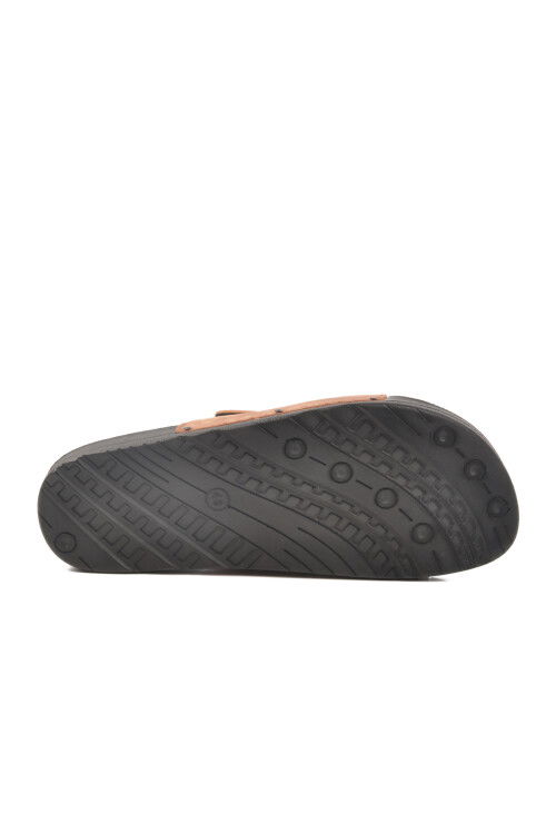 Tan Velcro Large Size Mens Slippers PC-7039 M