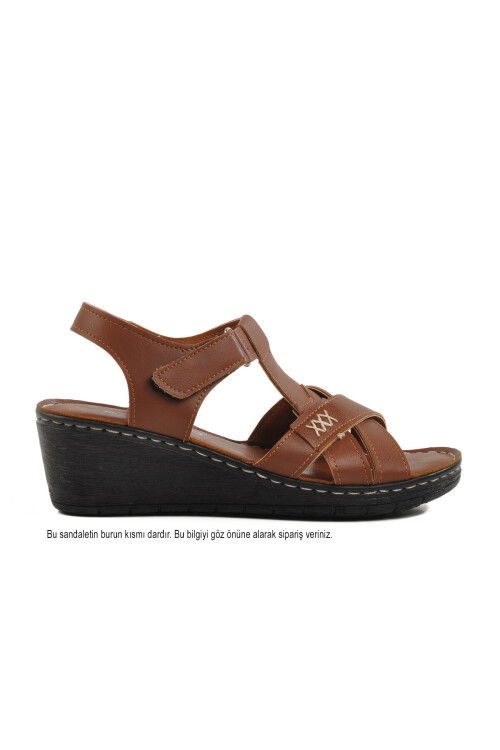 Tan Heeled Womens Sandals 673572 Z