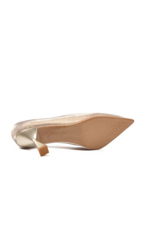 Gold Thin Heeled Womens Evening Shoes 665140 Z