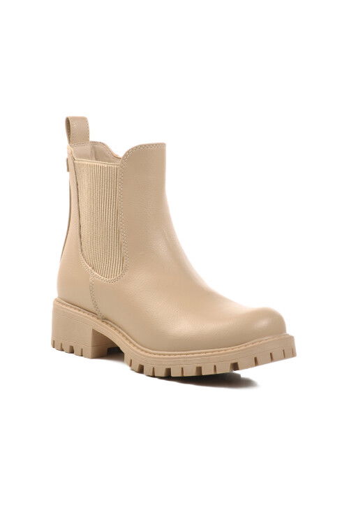 Beige Flexible Fleece Zippered Non-Slip Womens Ankle Boots 23009 Z