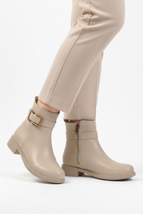 Bej Cilt Fermuarlı Kaymaz İçi Polarlı Kadın Bot 209144 Z