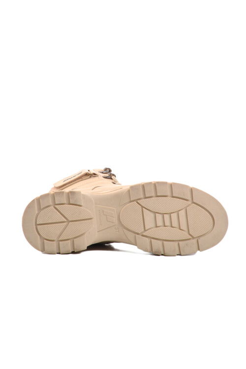 Beige Polar Fleece Zippered Non-Slip Sole Womens Boots 24035 Z