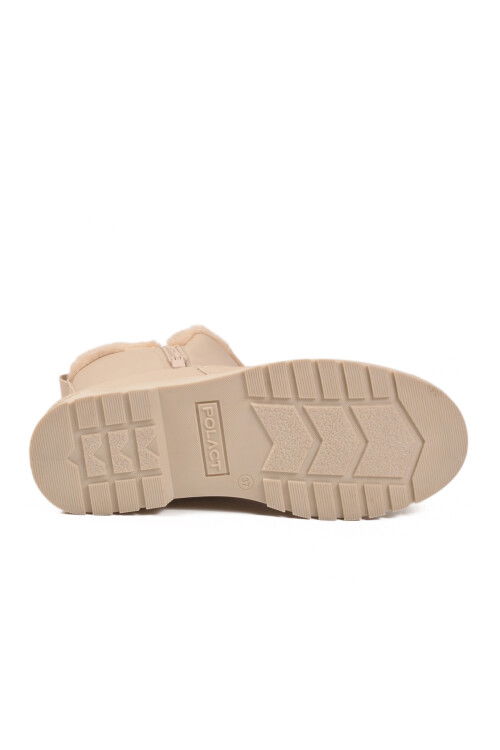 Beige Polar Fleece Zippered Non-Slip Sole Womens Boots 23003 Z