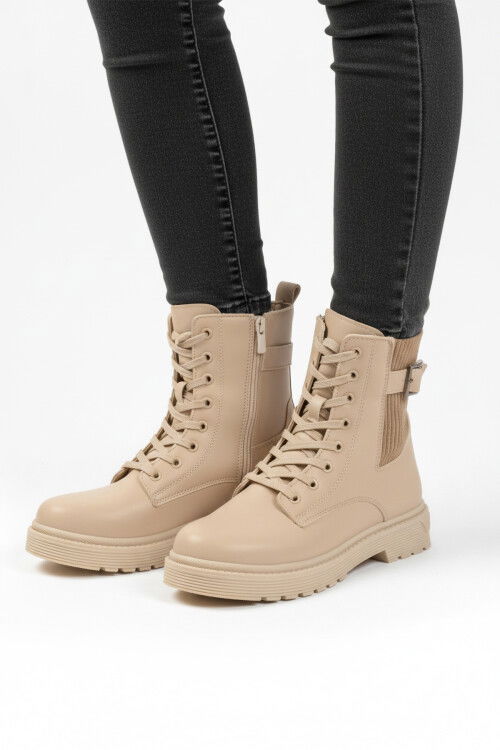 Bej İçi Polarlı Kaymaz Taban Kadın Bot 24030 Z