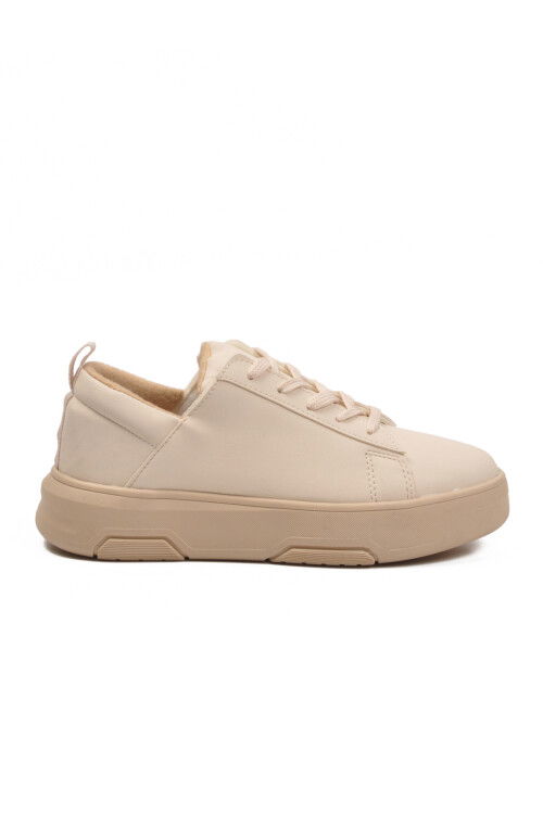 Beige Thick Sole Lace-Up Unisex Sneakers OZ-03 Z