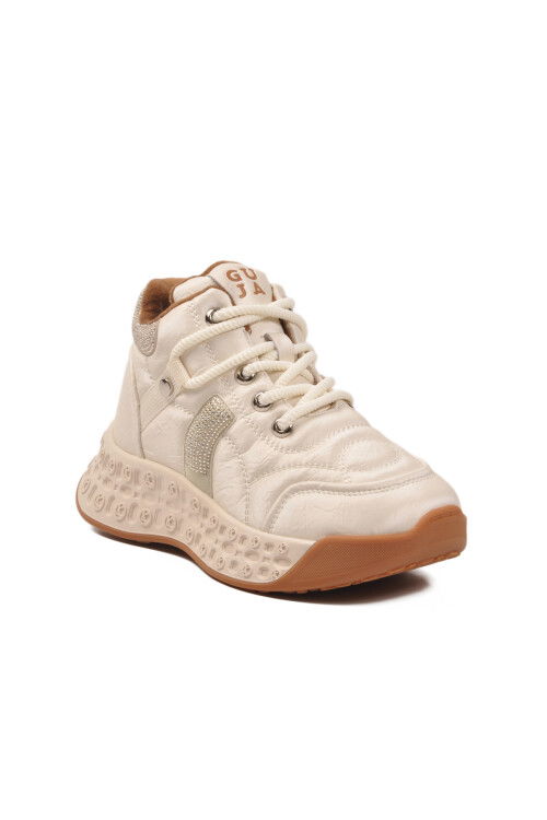 Bej İçi Kürklü Soğuğa Dirençli Kaymaz Bağcıklı Kadın Bot 25K316 Z