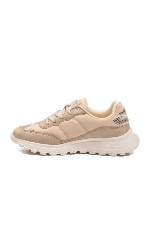 Beige Laced Lightweight Flexible Womens Sneakers Roni G