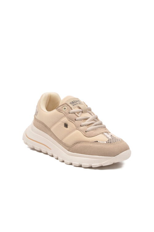 Beige Laced Lightweight Flexible Womens Sneakers Roni G