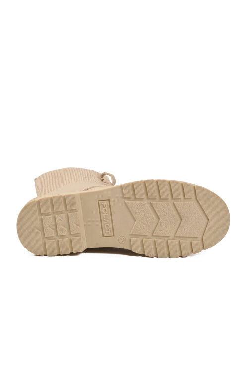 Beige Polar Fleece Zippered Long Non-Slip Sole Womens Boots 23002 Z