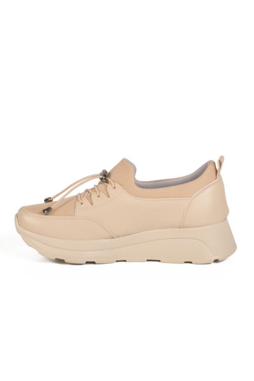 Beige Lock Lace-Up Womens Casual Shoes 1706 Z