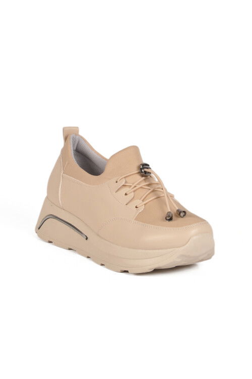 Beige Lock Lace-Up Womens Casual Shoes 1706 Z