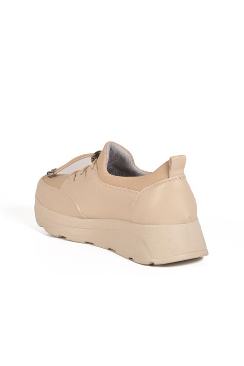 Beige Lock Lace-Up Womens Casual Shoes 1706 Z