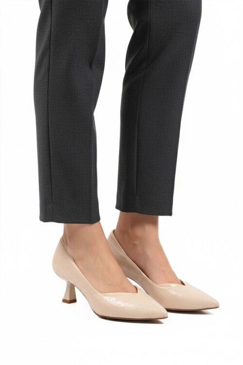 Beige Short Thin Heeled Evening Shoes 357188 Z