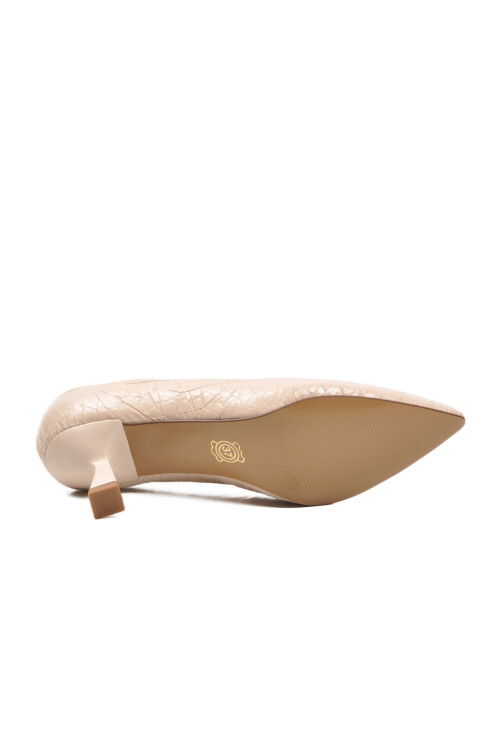 Beige Short Thin Heeled Evening Shoes 357188 Z