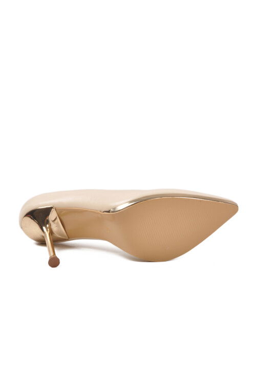 Beige Thin Long Heeled Womens Evening Shoes 448205 Z