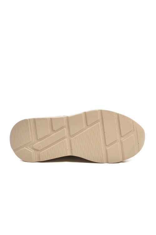 Beige Orange Thick Sole Lace-Up Womens Sneakers 051 G