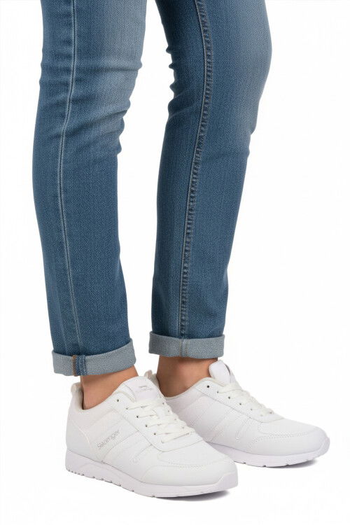 White Laced Lightweight Flexible Unisex Sneakers Elraen G