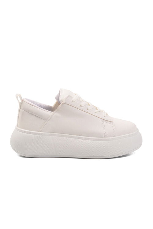 White Thick Sole Lace-Up Unisex Sneakers OZ-03 Z