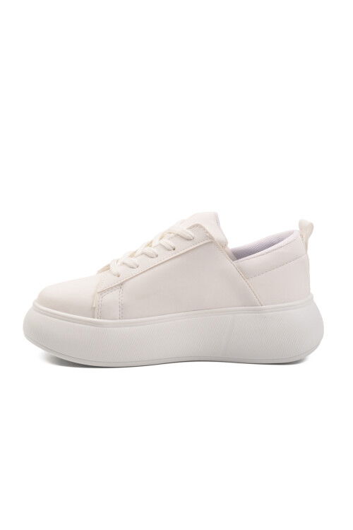 White Thick Sole Lace-Up Unisex Sneakers OZ-03 Z