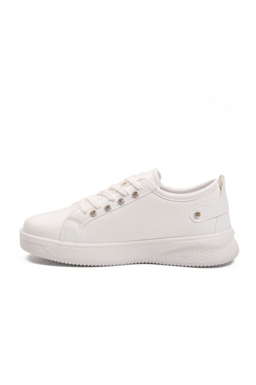 White Lace-Up Light Leather Womens Sneakers 201 G