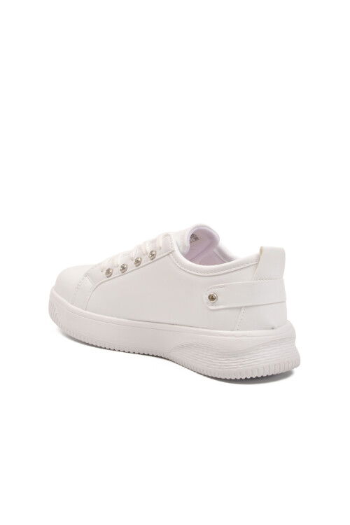 White Lace-Up Light Leather Womens Sneakers 201 G