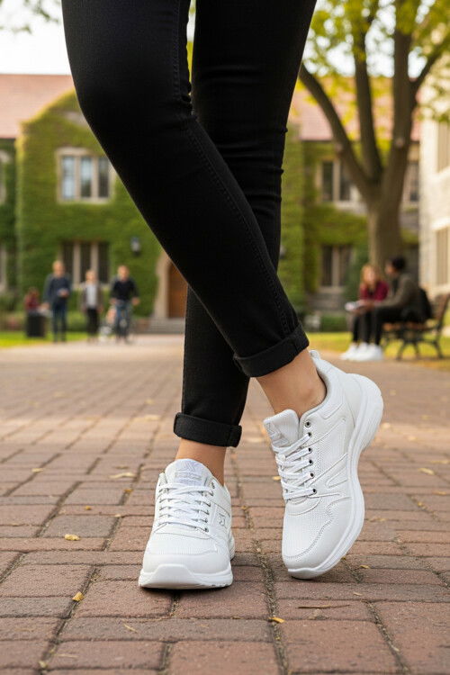 White Lightweight Flexible Unisex Sneakers Xstep 020-Skin G