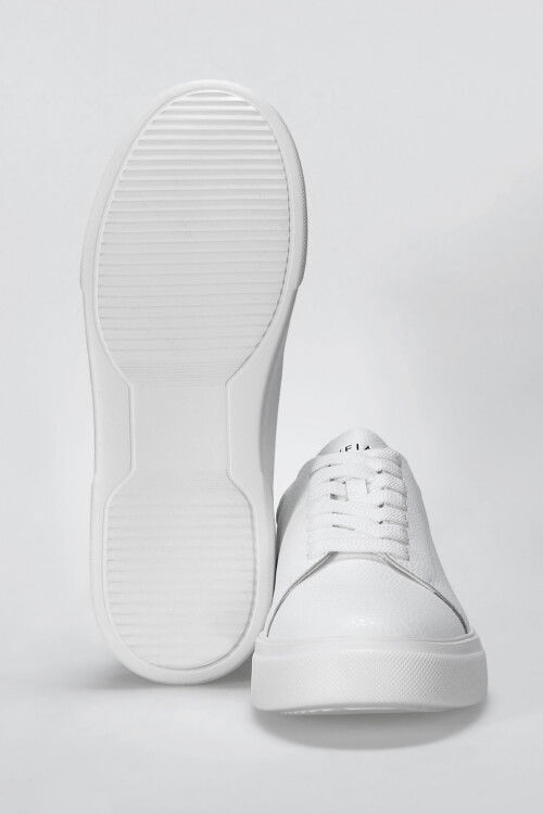 Beyaz Hakiki Deri Bağcıklı Erkek Sneaker Tommy M