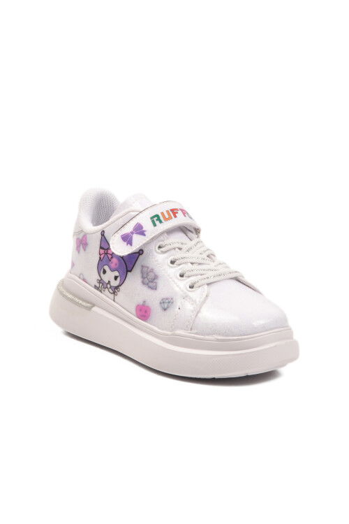 White Patent Leather Glittery Velcro Light Flexible Girls Sports Shoes 2540-26K P