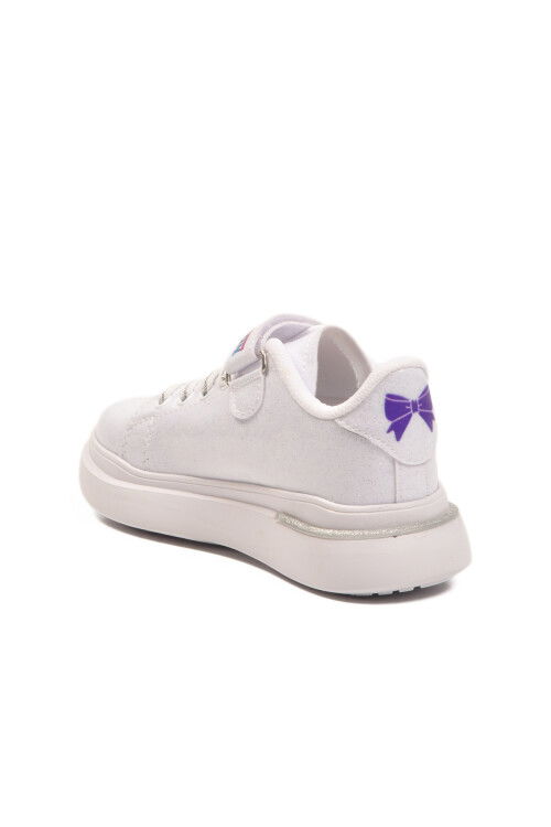 White Patent Leather Glittery Velcro Light Flexible Girls Sports Shoes 2540-26K P