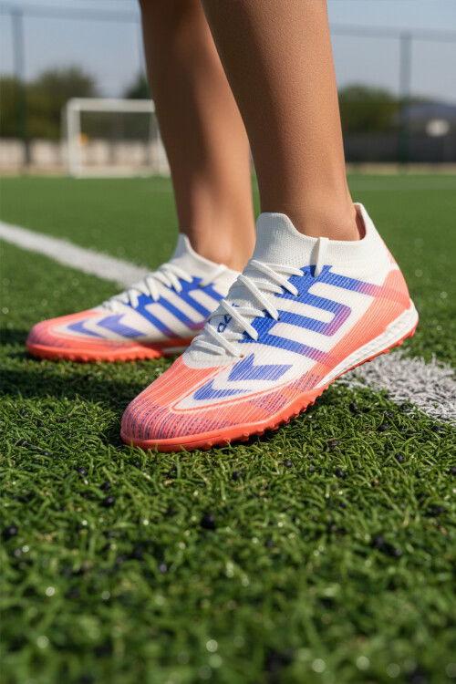 White Laced Mens Artificial Turf Shoes MH-252-149 M