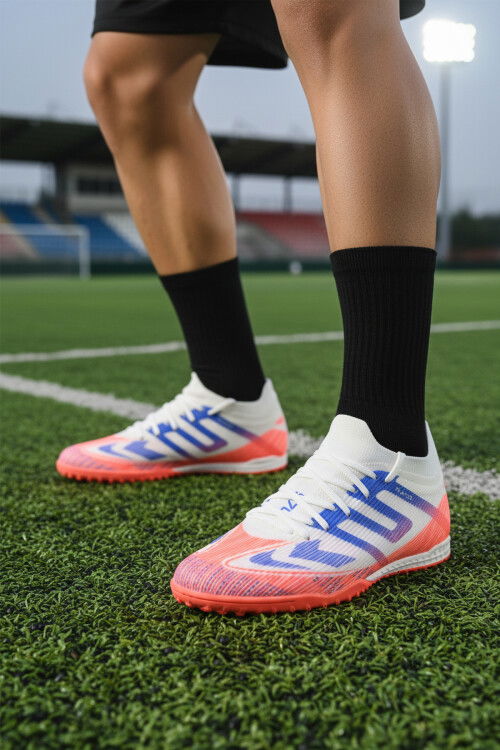 Beyaz Bilekten Lastikli Bağcıklı Unisex Halısaha Ayakkabısı GH-252-149 G