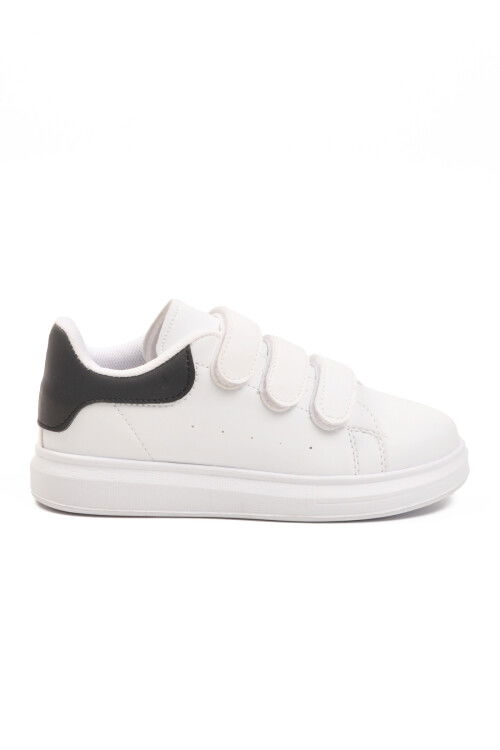 White Black Velcro Lightweight Boys Sports Shoes 2480-26K F