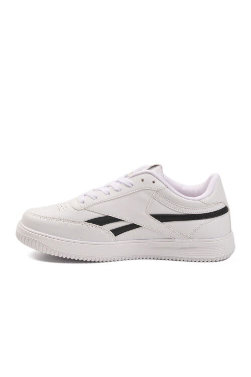 Beyaz Siyah Bağcıklı Hafif Cilt Erkek Spor Ayakkabı Marlow M