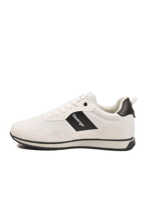 Beyaz Siyah Bağcıklı Cilt Erkek Spor Ayakkabı Offense M