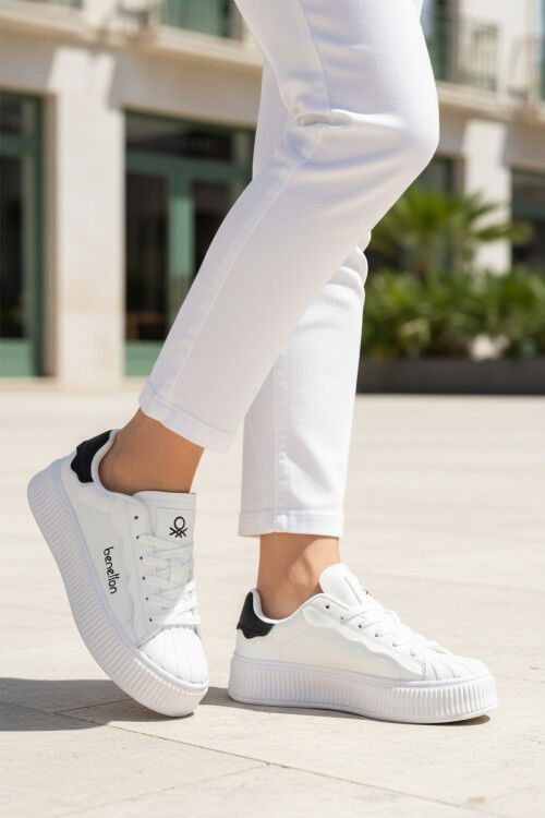 Beyaz Bağcıklı Unisex Spor Ayakkabı BNI-12152 G