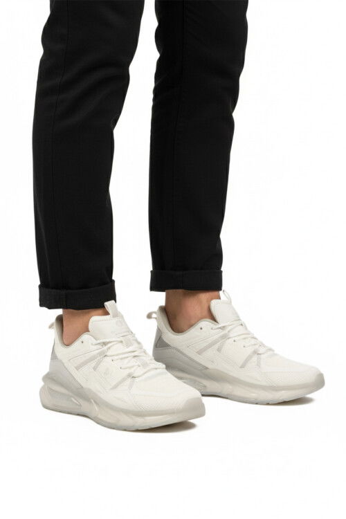 Beyaz Hafızalı Taban Hafif Esnek Erkek Spor Ayakkabı Sally M