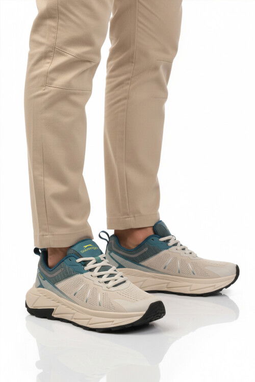 Beyaz Yeşil Fileli Hafif Esnek Erkek Spor Ayakkabı Warren M