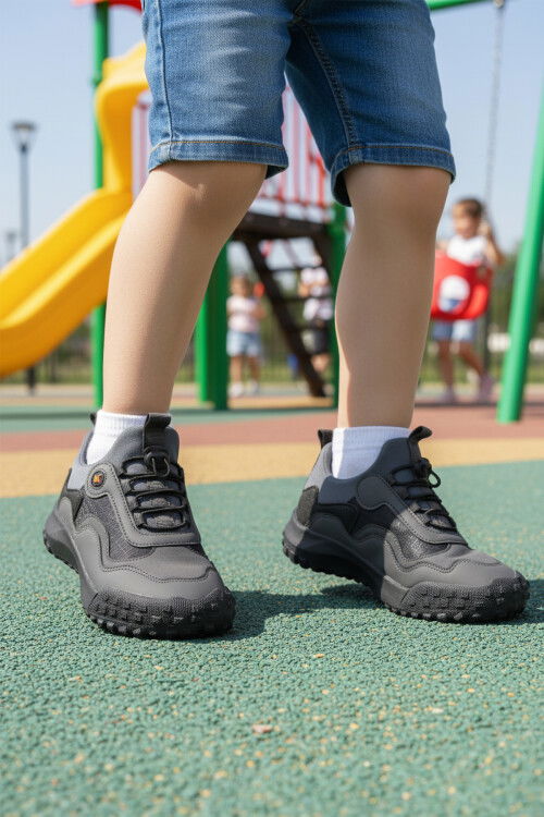 Smoked Faux Leather Childrens Outdoor Shoes G63 Kids F