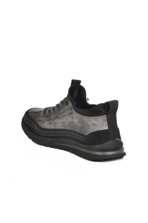 Gri Lastik Bağcıklı Erkek Sneaker 25K582 M
