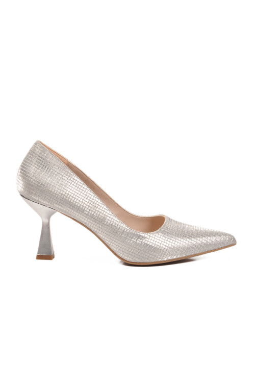 Silver Thin Heeled Womens Evening Shoes 665140 Z