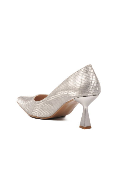 Silver Thin Heeled Womens Evening Shoes 665140 Z