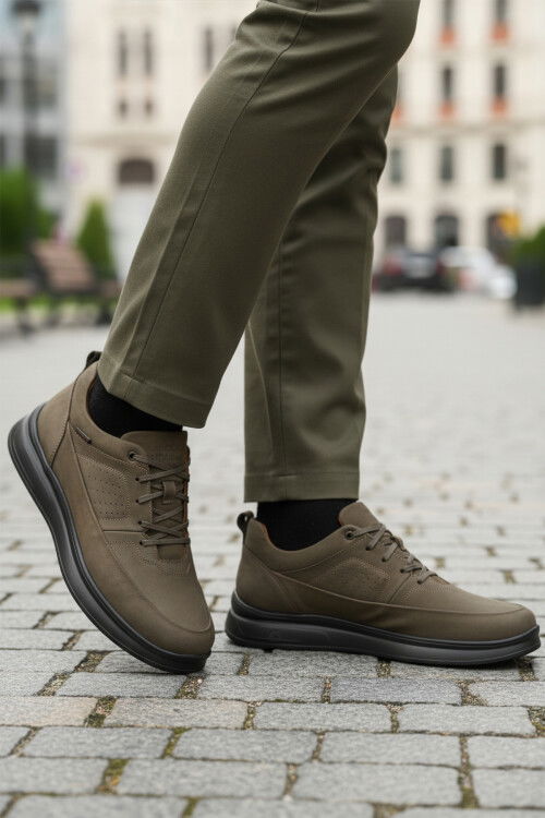 Haki Nubuk Hakiki Deri Ortopedik Erkek Casual Ayakkabı 252070 M