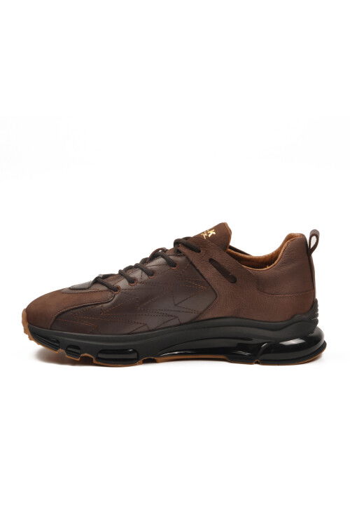 Brown Laced Genuine Leather Mens Sneakers 2623 M
