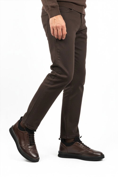 Brown Genuine Leather Large Size Mens Casual Shoes 2517 M