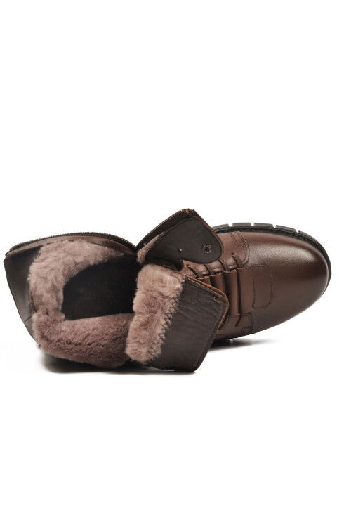 Kahve Deri Kürkü Soğuğa Dirençli Kaymaz Erkek Bot 2K8518 M