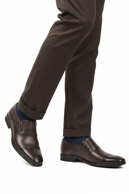 Kahve Hakiki Deri Kaymaz Taban Erkek Klasik Ayakkabı 974 M