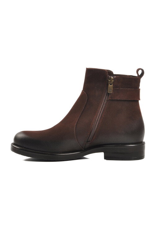 Brown Nubuck Genuine Leather Womens Boots 1852533K Z