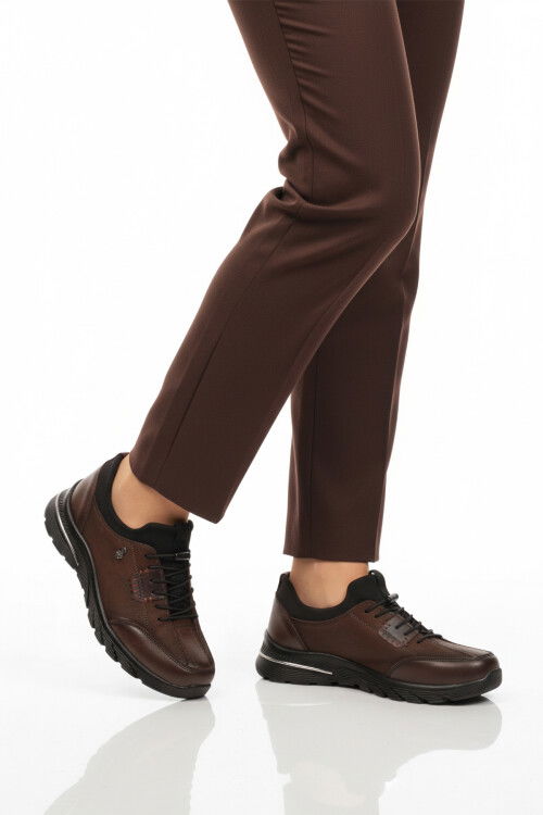 Kahve Nubuk Hakiki Deri Anatomik Kadın Casual Ayakkabı PLV061 Z